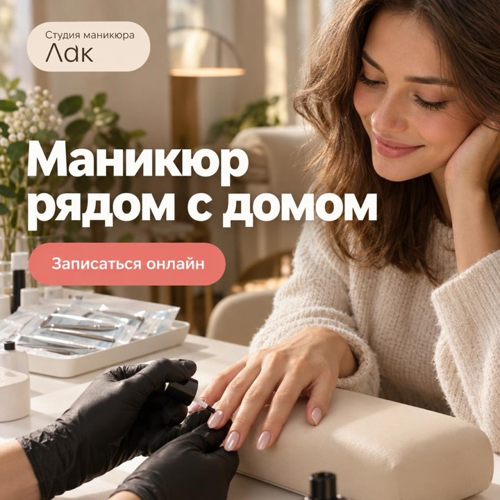 Пример баннера для студии маникюра: «Маникюр рядом с домом»