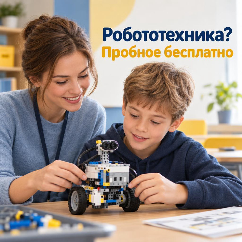Пример баннера REKLIK для детского центра: «Робототехника? Пробное бесплатно»