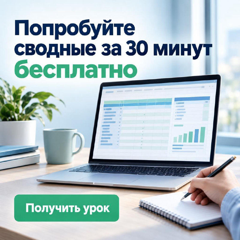 Баннер REKLIK для онлайн-школы: «Попробуйте сводные за 30 минут бесплатно»